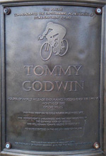 Memorial Plaque to Tommy Godwin outside Fenton Manor Sports Centre