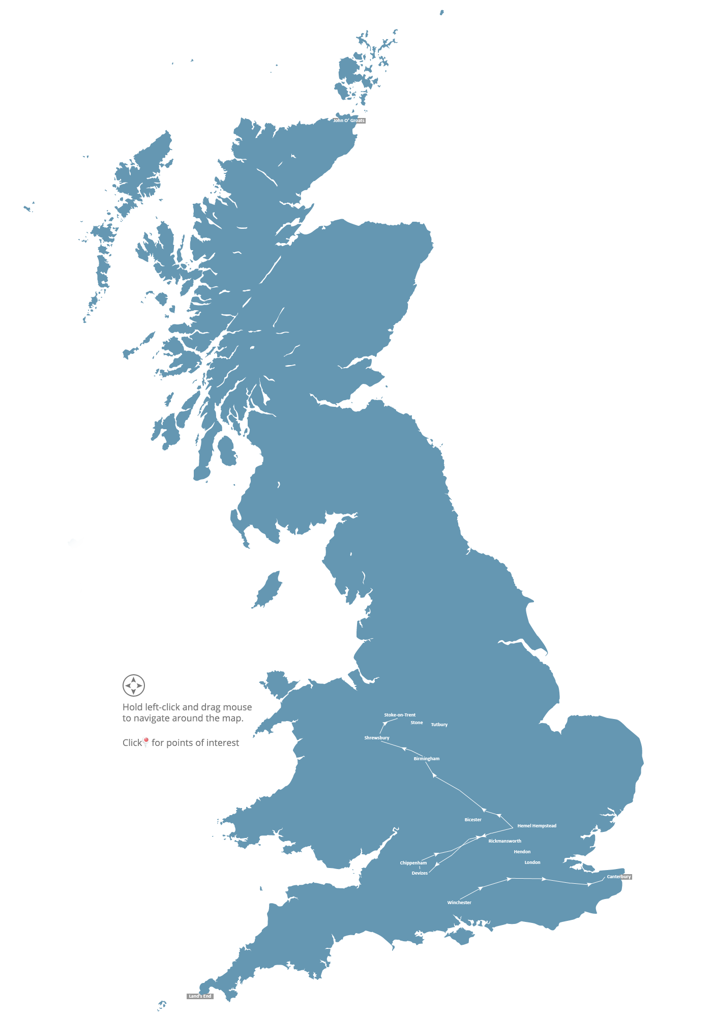 Route Map of UK