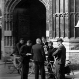 Tommy chats outside Canterbury Cathedral